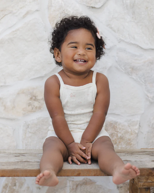 Pointelle Tank + Shortie Set Pink Ditsy