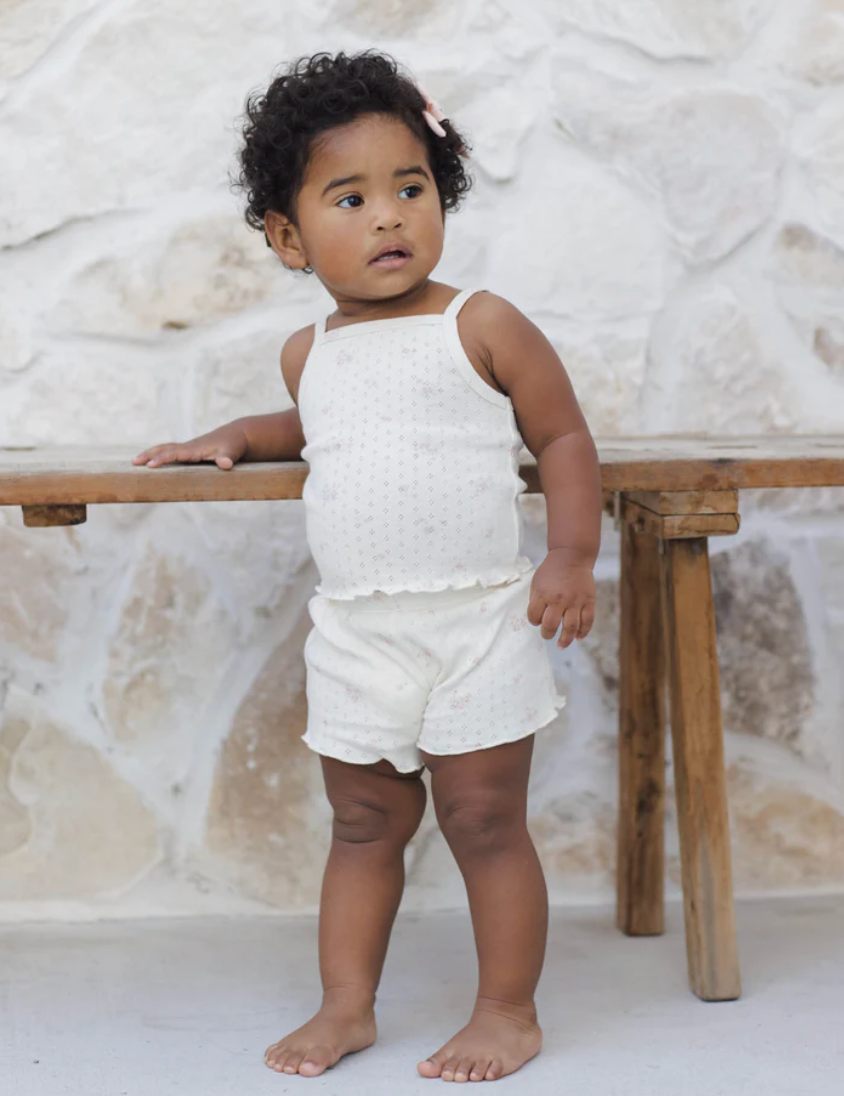 Pointelle Tank + Shortie Set Pink Ditsy