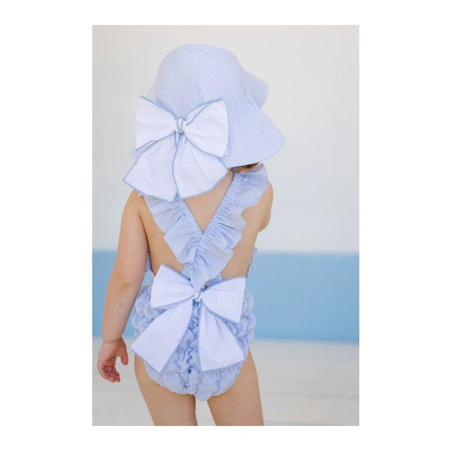 Stripes Blue Frilled Swimsuit