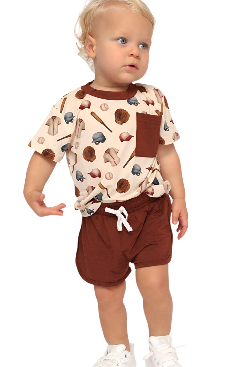 Baseball Bamboo Varsity Short Set - T-shirt & Shorts
