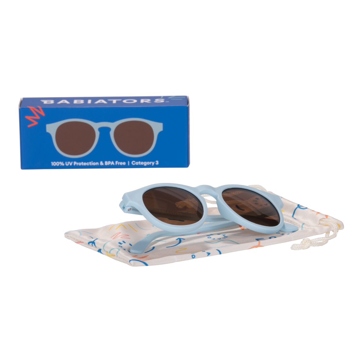 Baby Blue Keyhole Sunglasses with Amber Lenses