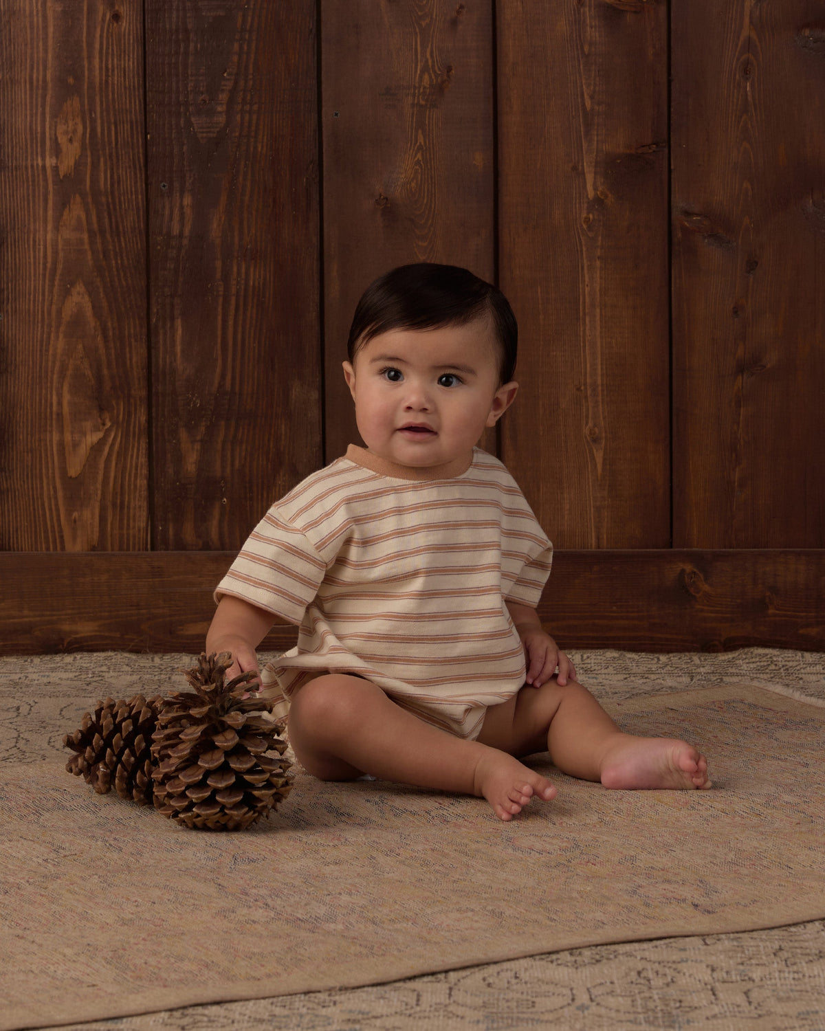 Relaxed Bubble Romper, Fawn Stripe lifestyle