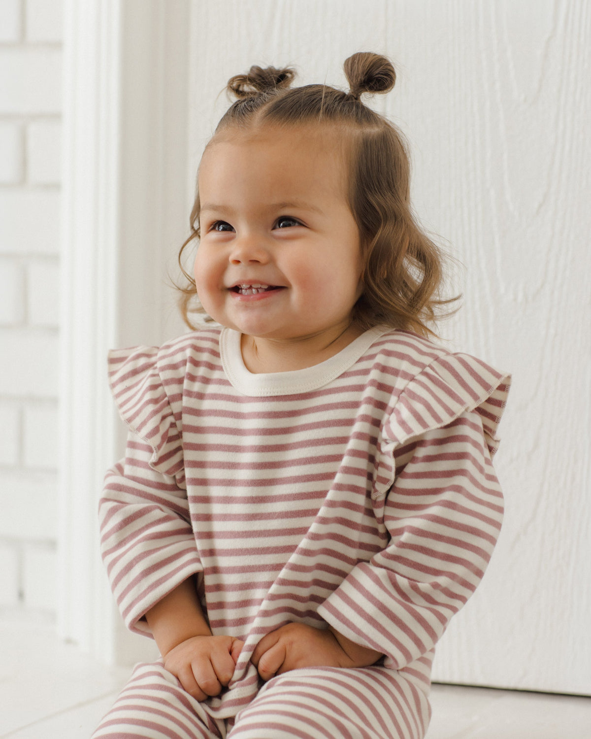 Ruffle Cozy Set, Mulberry Stripe lifestyle 2