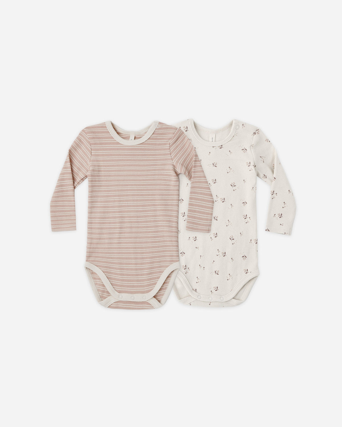 Ribbed Bodysuit 2 Pack, Dusty Rose Micro Stripe