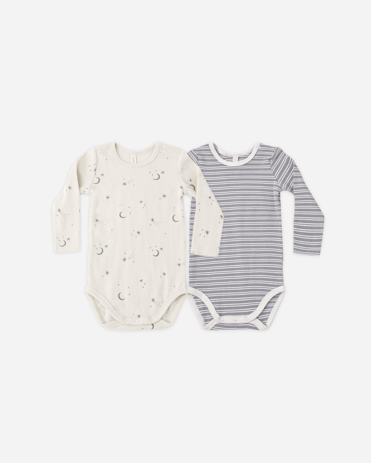 Ribbed Bodysuit 2 Pack, Slate Micro Stripe