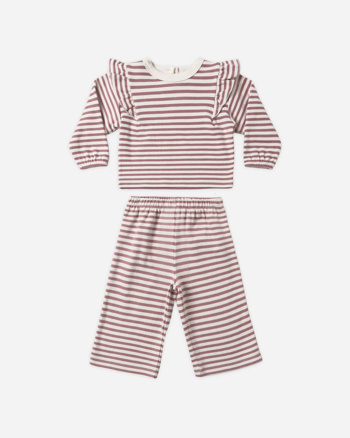 Ruffle Cozy Set, Mulberry Stripe