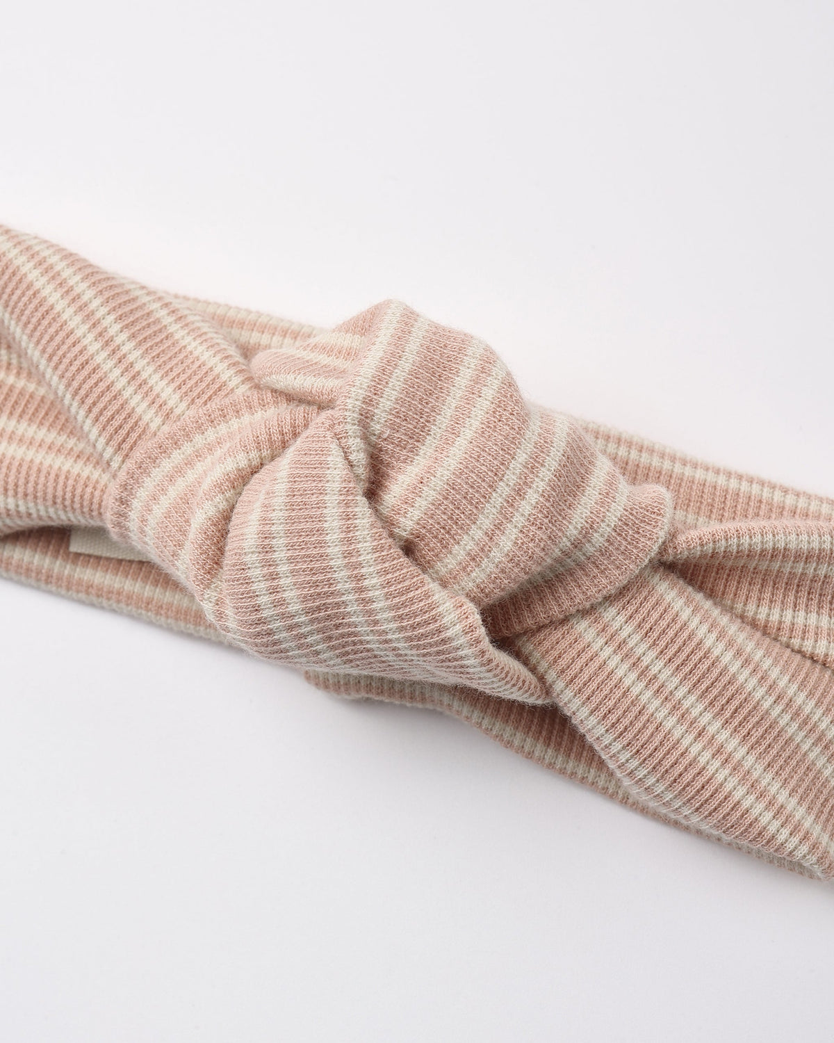 Ribbed Knotted Headband, Dusty Rose Micro Stripe detail