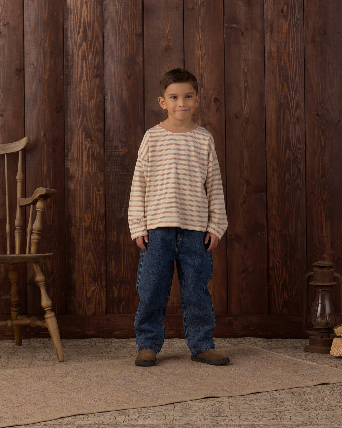 Camden Long Sleeve Tee, Fawn Stripe detail