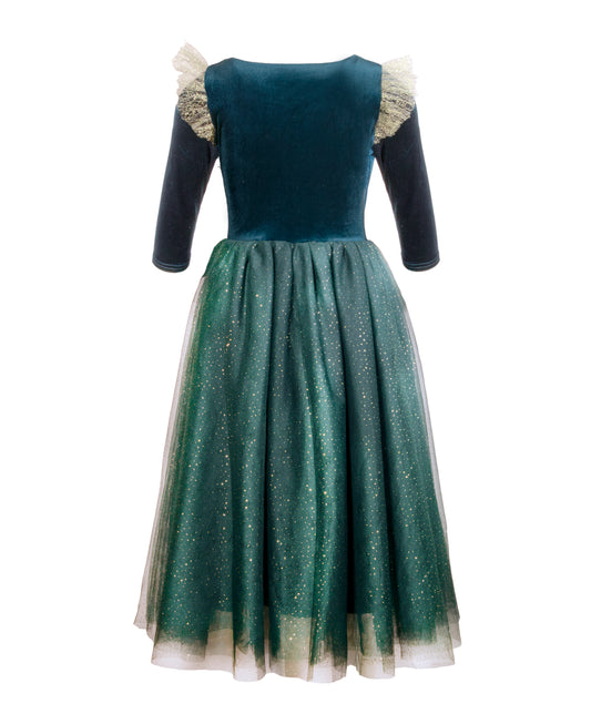 The Brave Princess Teal Costume Dress - back