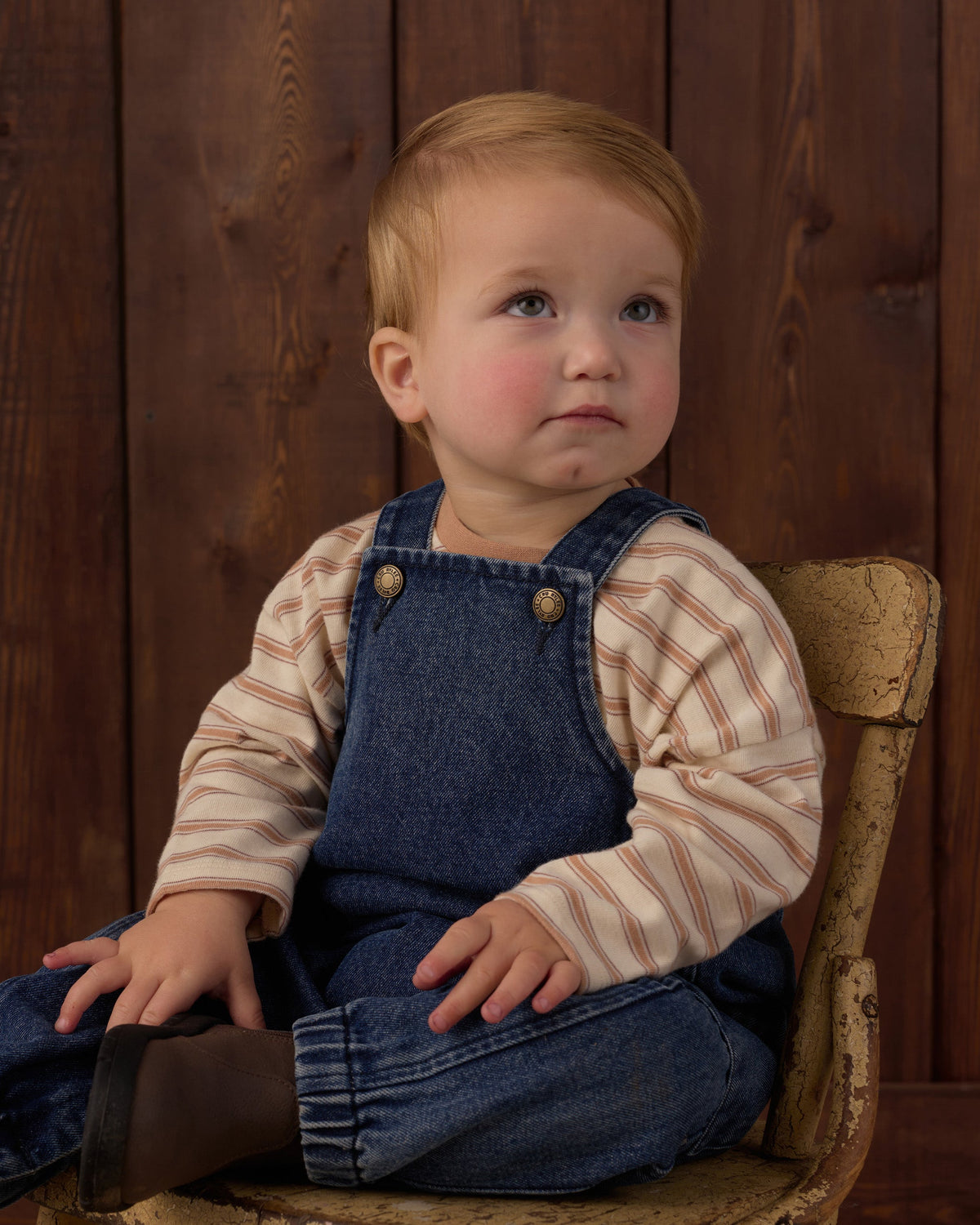 Camden Long Sleeve Tee, Fawn Stripe worn